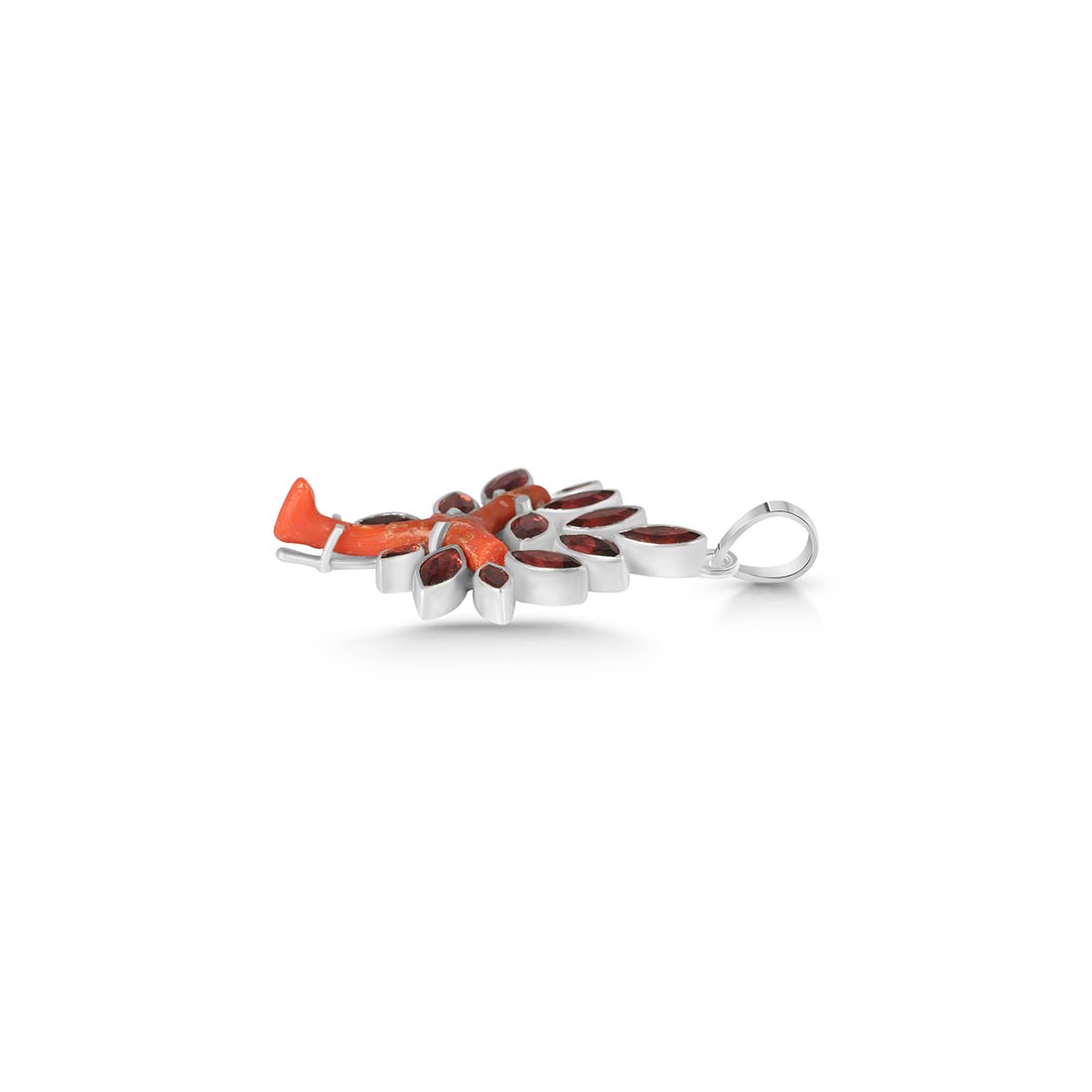 Red Coral & Garnet Pendant-(COR-P-30)